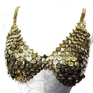Belly Dance Gold  Metal Coin Boho Bra Y2K NWT NOS